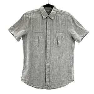 C2 by Calibrate Gray Linen Casual Button Down Shirt